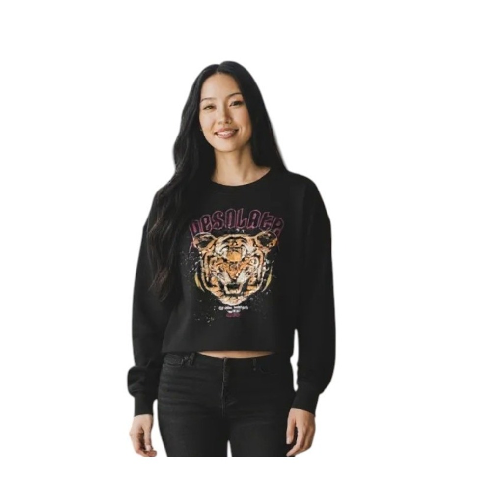 H&M Tiger Graphic Print Sweatshirt M Cropped Sweatshirt Skater Grunge Retro‎